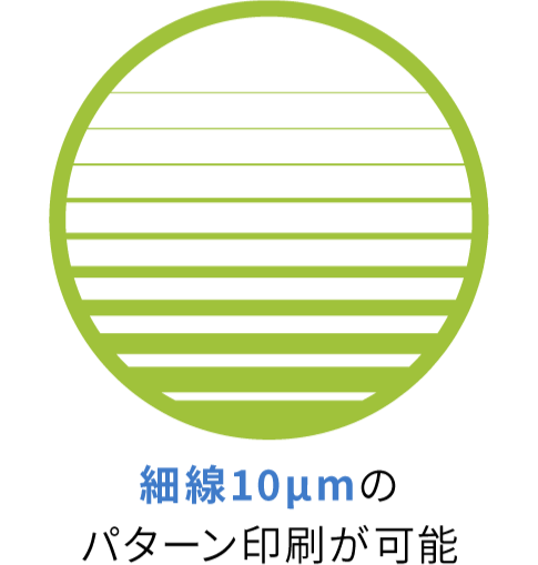 細線10μmのパターン印刷が可能